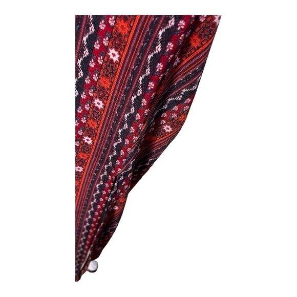 BCBG XS Midi Dress Surplice Draped Burgundy Boho Floral V Neck Halter Pockets - Picture 7 of 8